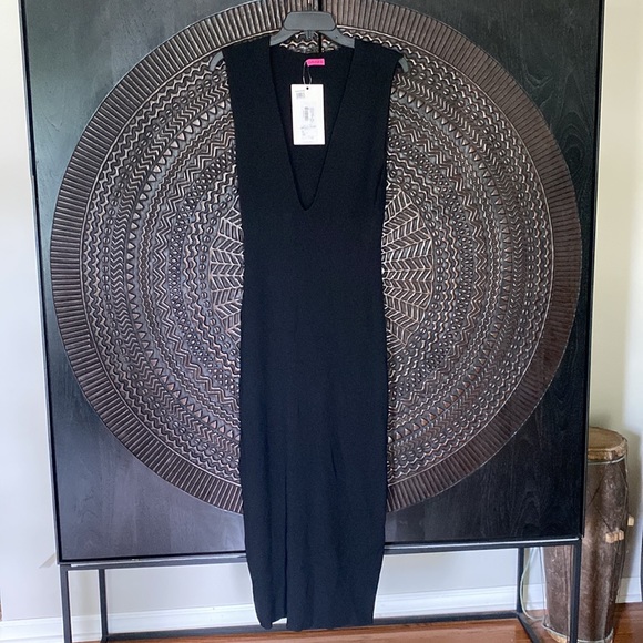 NEW Gauge81 Caesar black plunge neck midi dress small S - Picture 5 of 7